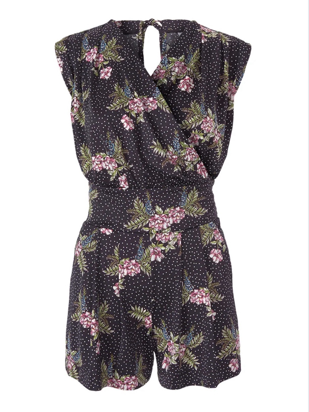 Cabi Floral Polka Dot Romper – Women’s Short Sleeve Shorts Romper